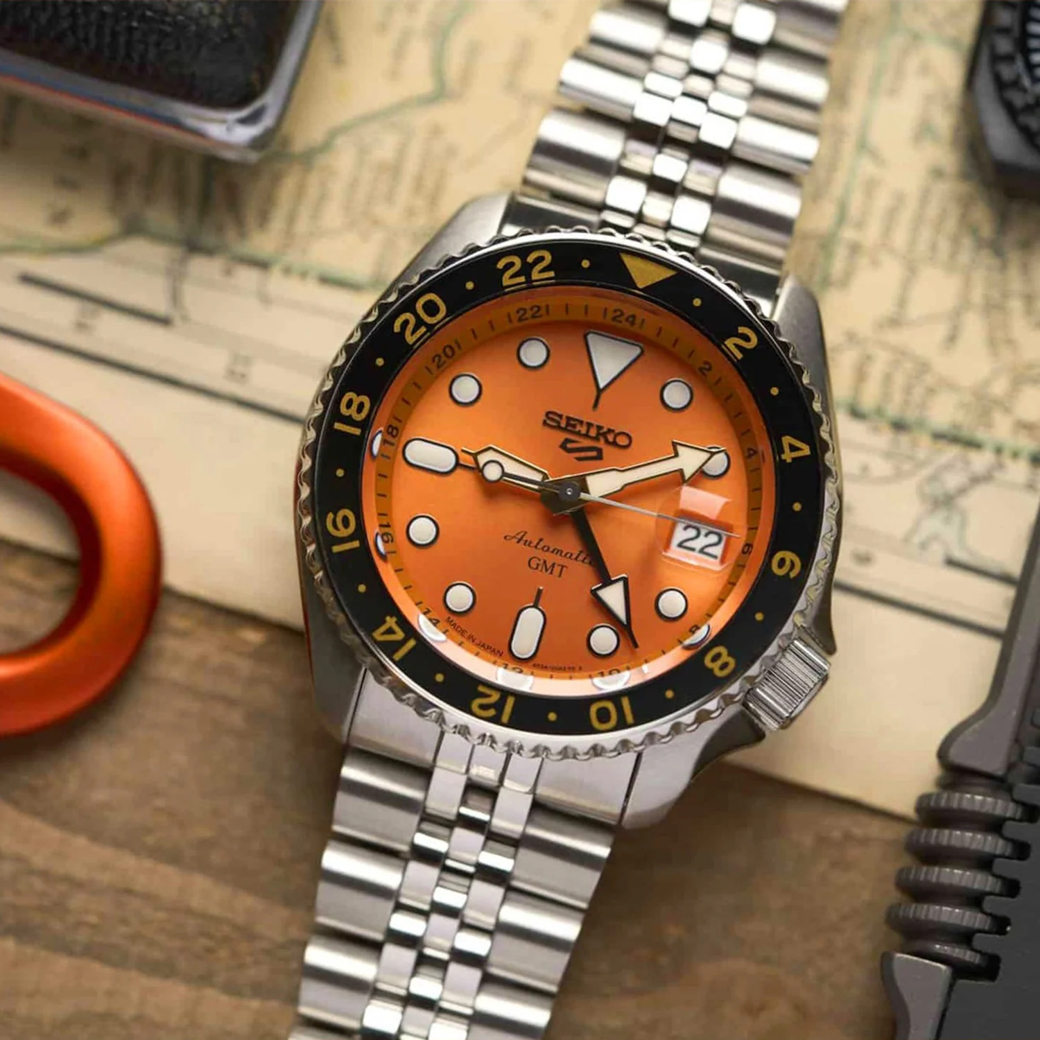 5 Sports Men Automatic Orange Dial Analog Stainless Steel Watch SSK005K1 - Image 6