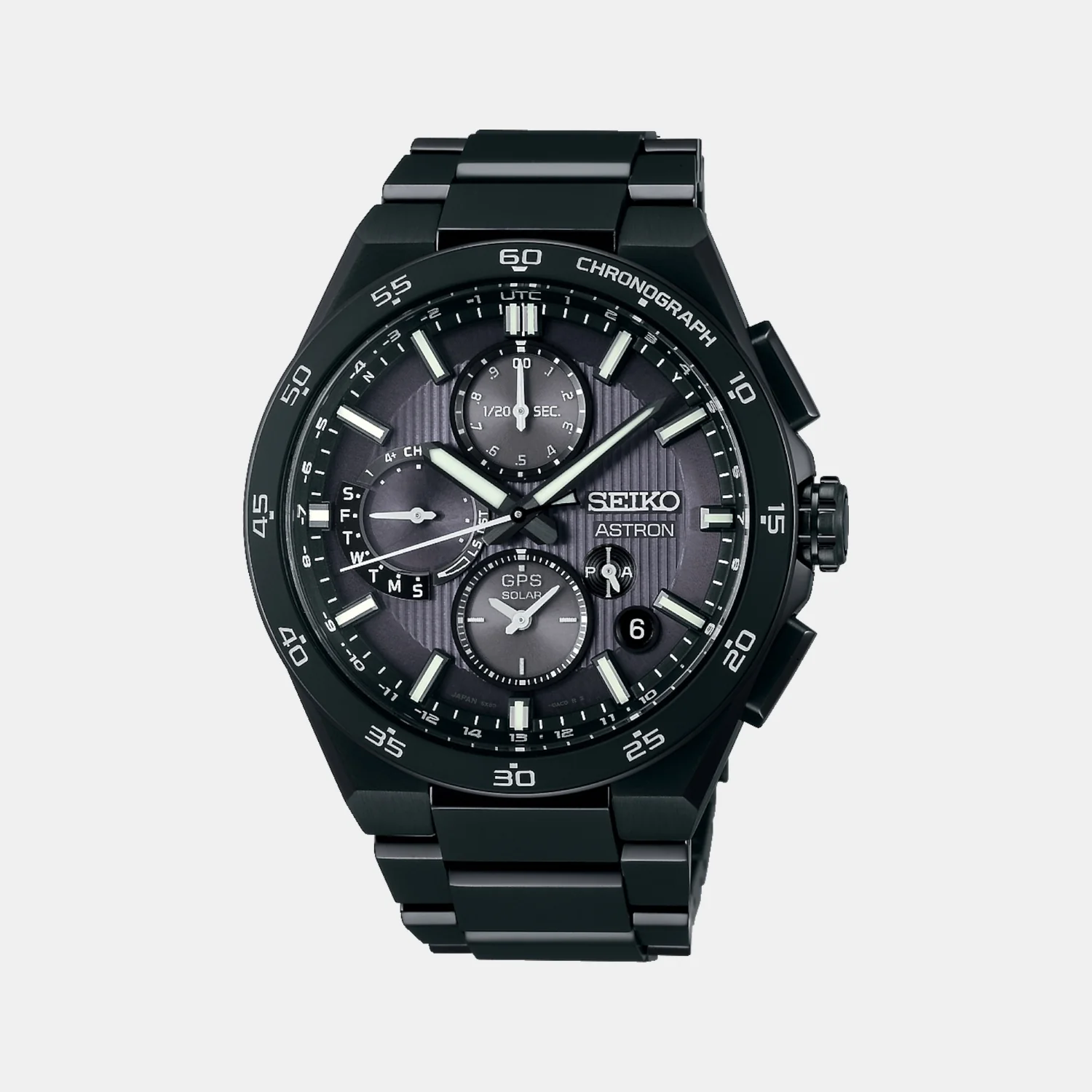Astron Men Solar Black Dial Chronograph Stainless Steel Watch SSH155J1 - Image 2