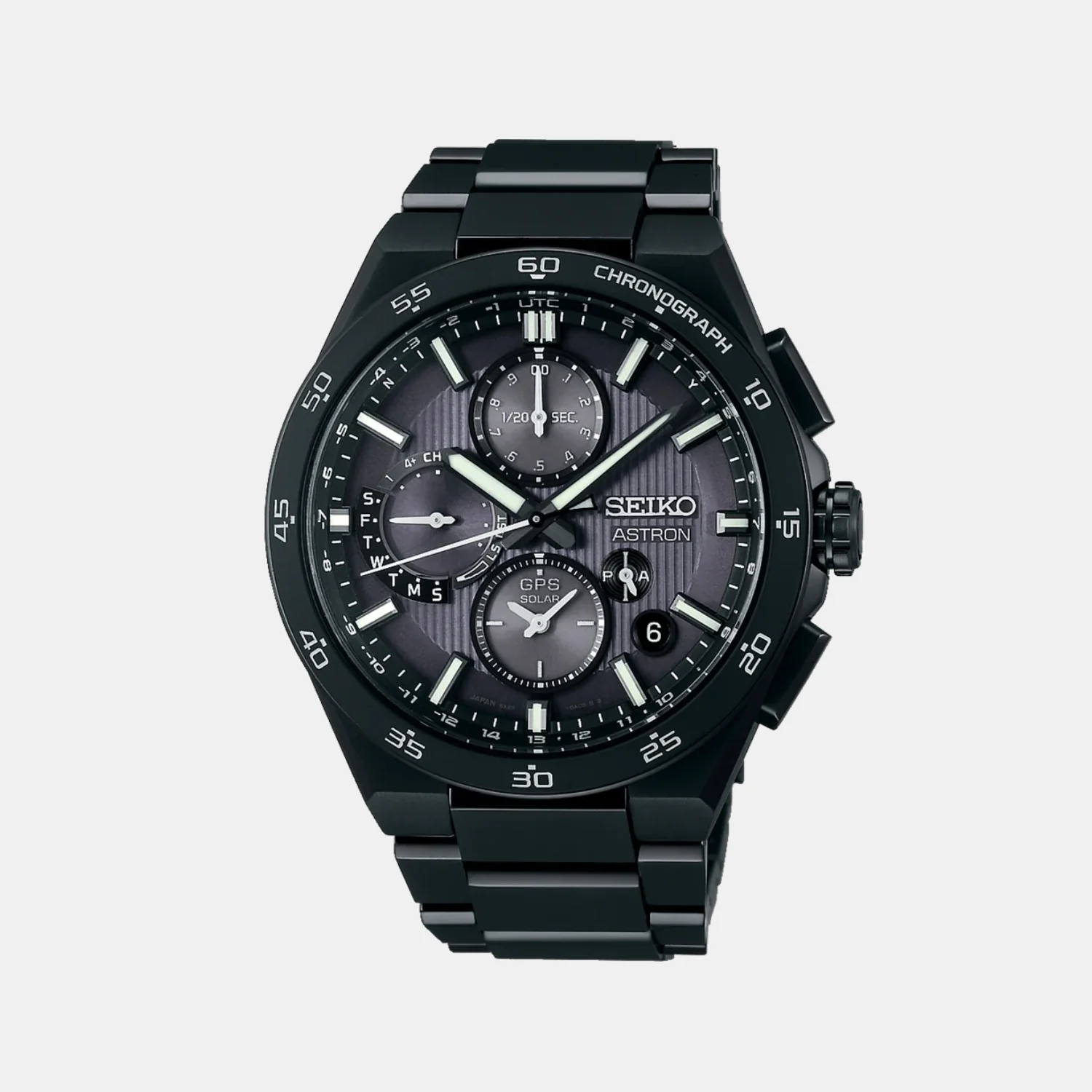 Astron Men Solar Sparkling Blue Dial Chronograph Stainless Steel Watch SSH145J1 - Image 5