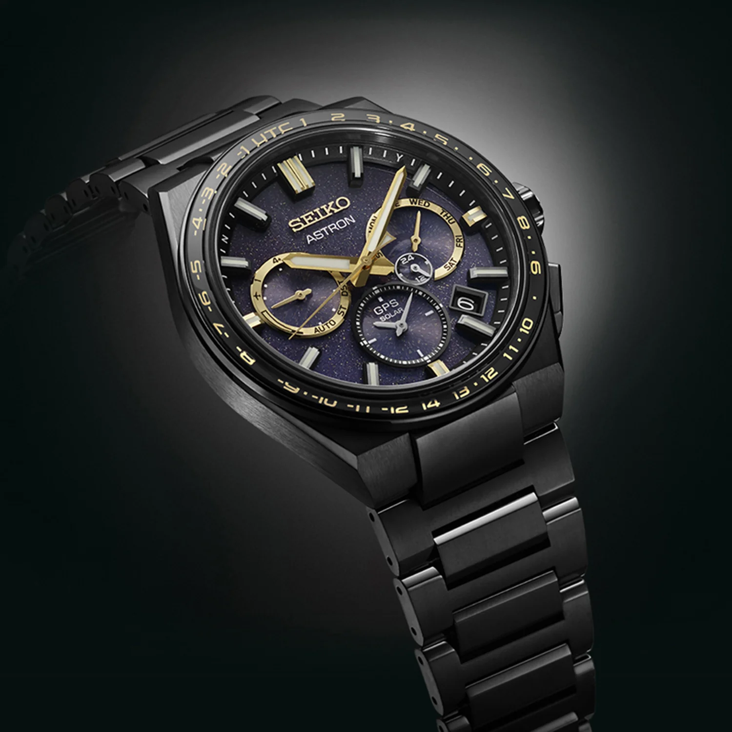 Astron Men Solar Sparkling Blue Dial Chronograph Stainless Steel Watch SSH145J1 - Image 6