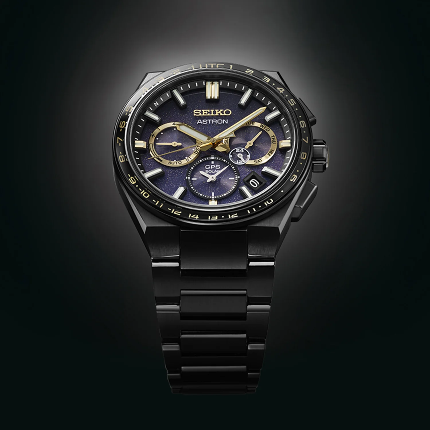 Astron Men Solar Sparkling Blue Dial Chronograph Stainless Steel Watch SSH145J1 - Image 7