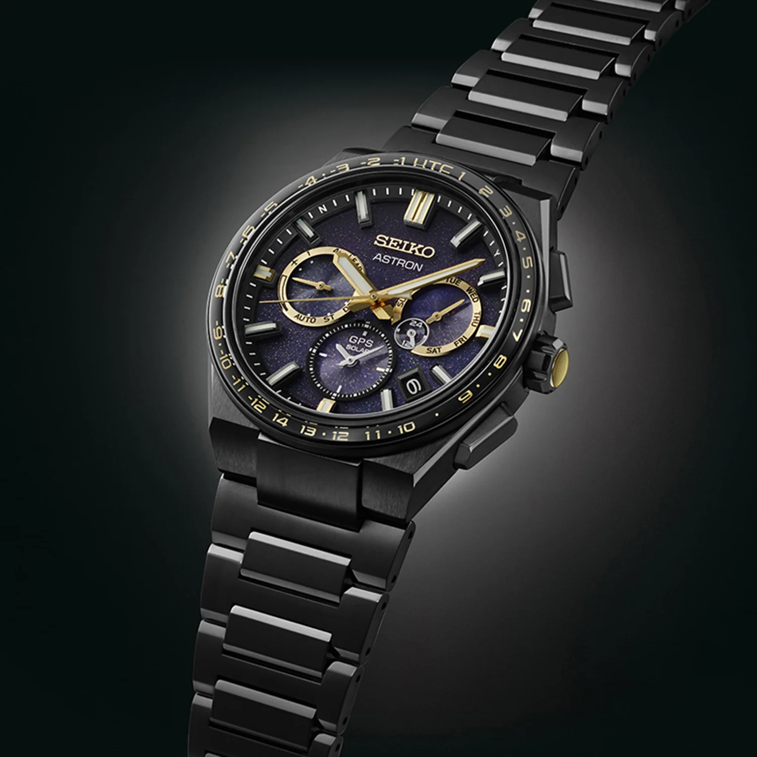 Astron Men Solar Sparkling Blue Dial Chronograph Stainless Steel Watch SSH145J1 - Image 8