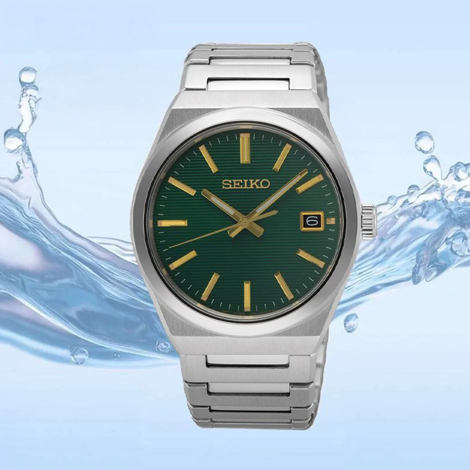 Classic Men Quartz Green Dial Analog Stainless Steel Watch SUR601P1 - Image 6
