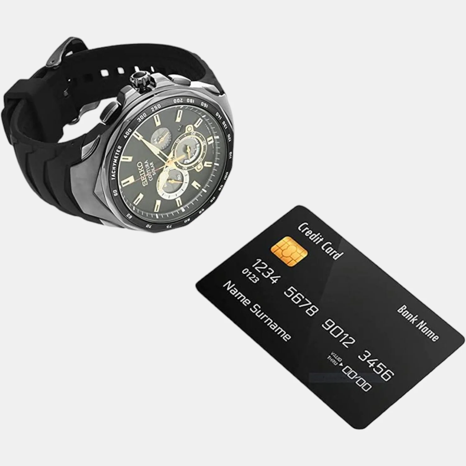 Coutura Men Solar Black Dial Chronograph Silicone Watch SSC811P9 - Image 5