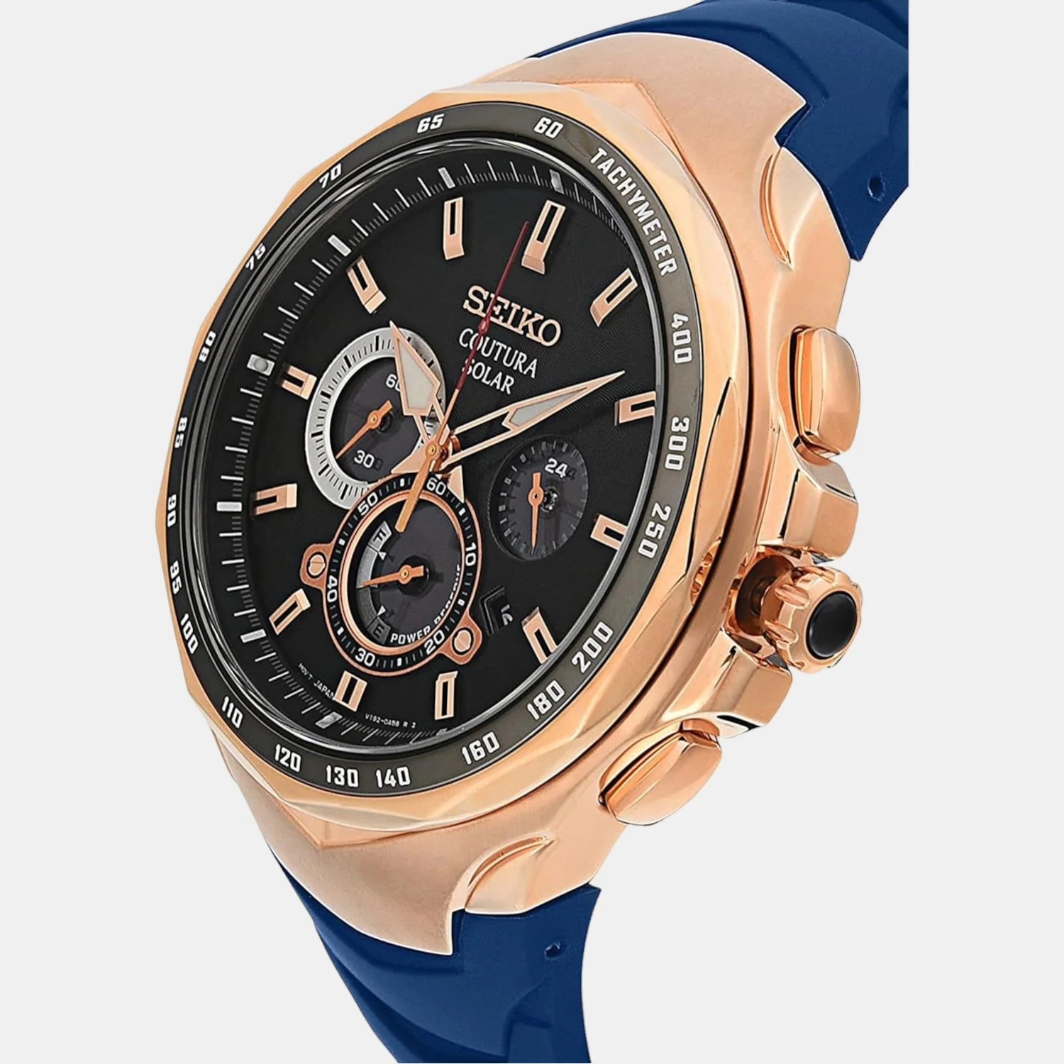 Coutura Men Solar Blue Dial Chronograph Leather Watch SSC800P1 - Image 4