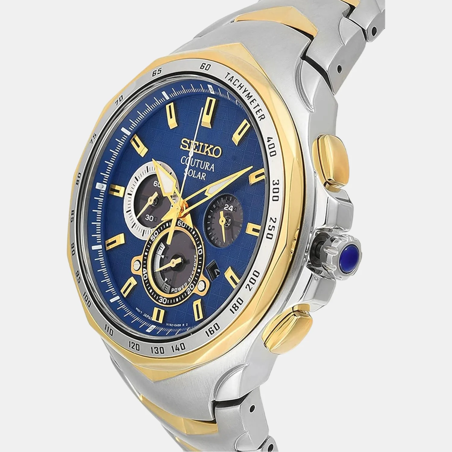 Coutura Men Solar Blue Dial Chronograph Stainless Steel Watch SSC750P1 - Image 4