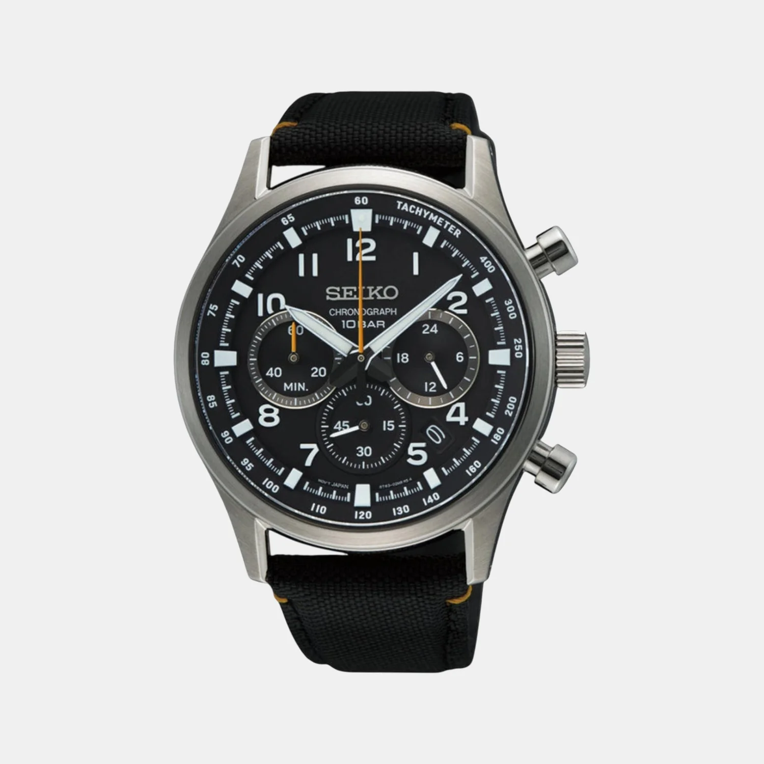 Dress Men Quartz Black Dial Chronograph Nylon Watch SSB449P1