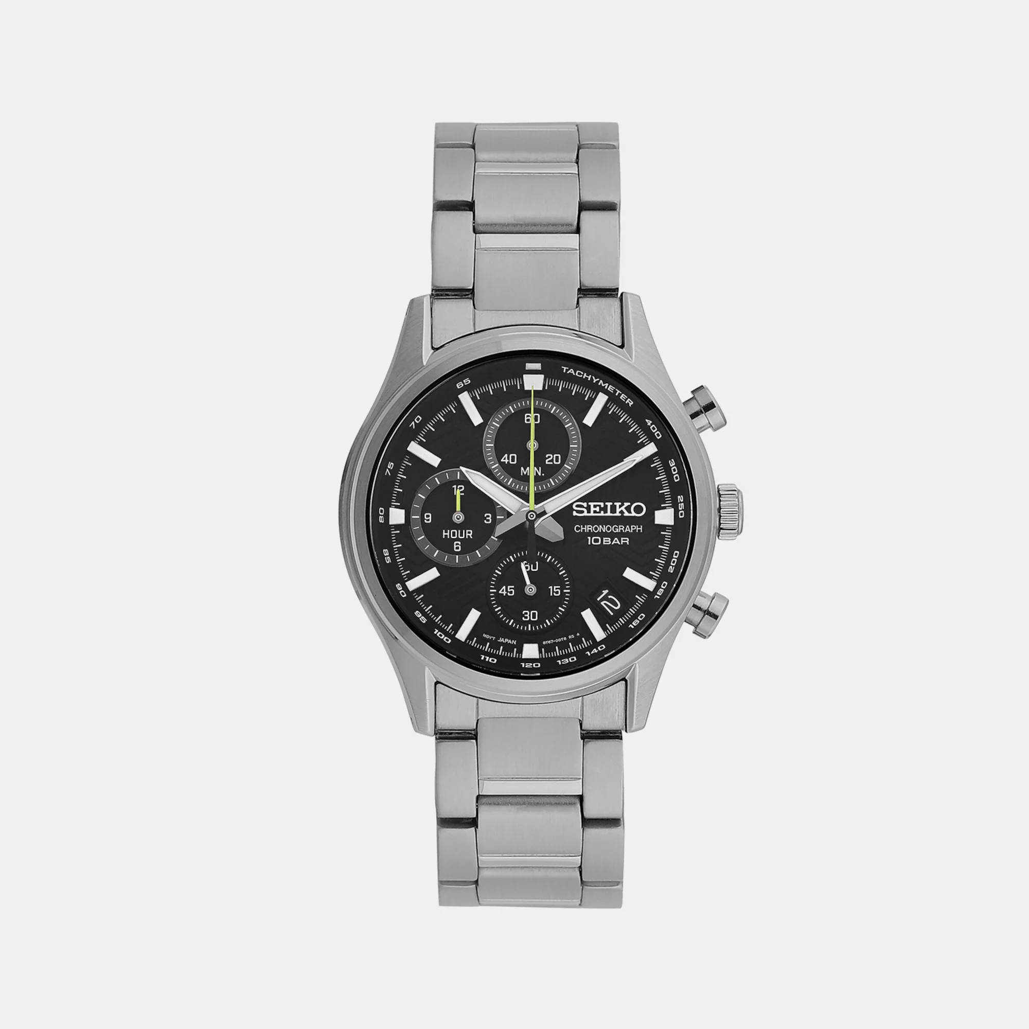 Dress Men Quartz Black Dial Chronograph Stainless Steel Watch SSB419P1