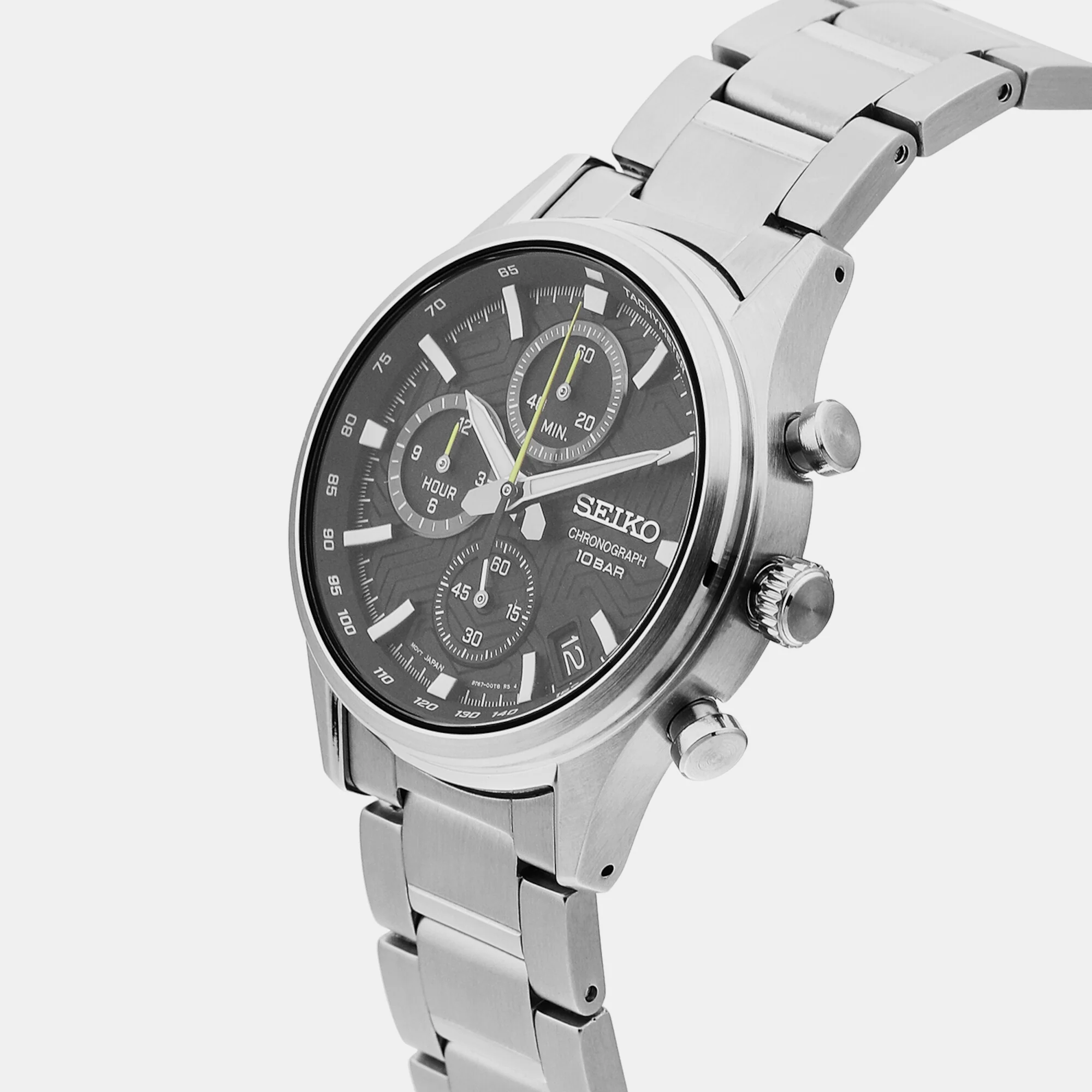 Dress Men Quartz Black Dial Chronograph Stainless Steel Watch SSB419P1 - Image 2