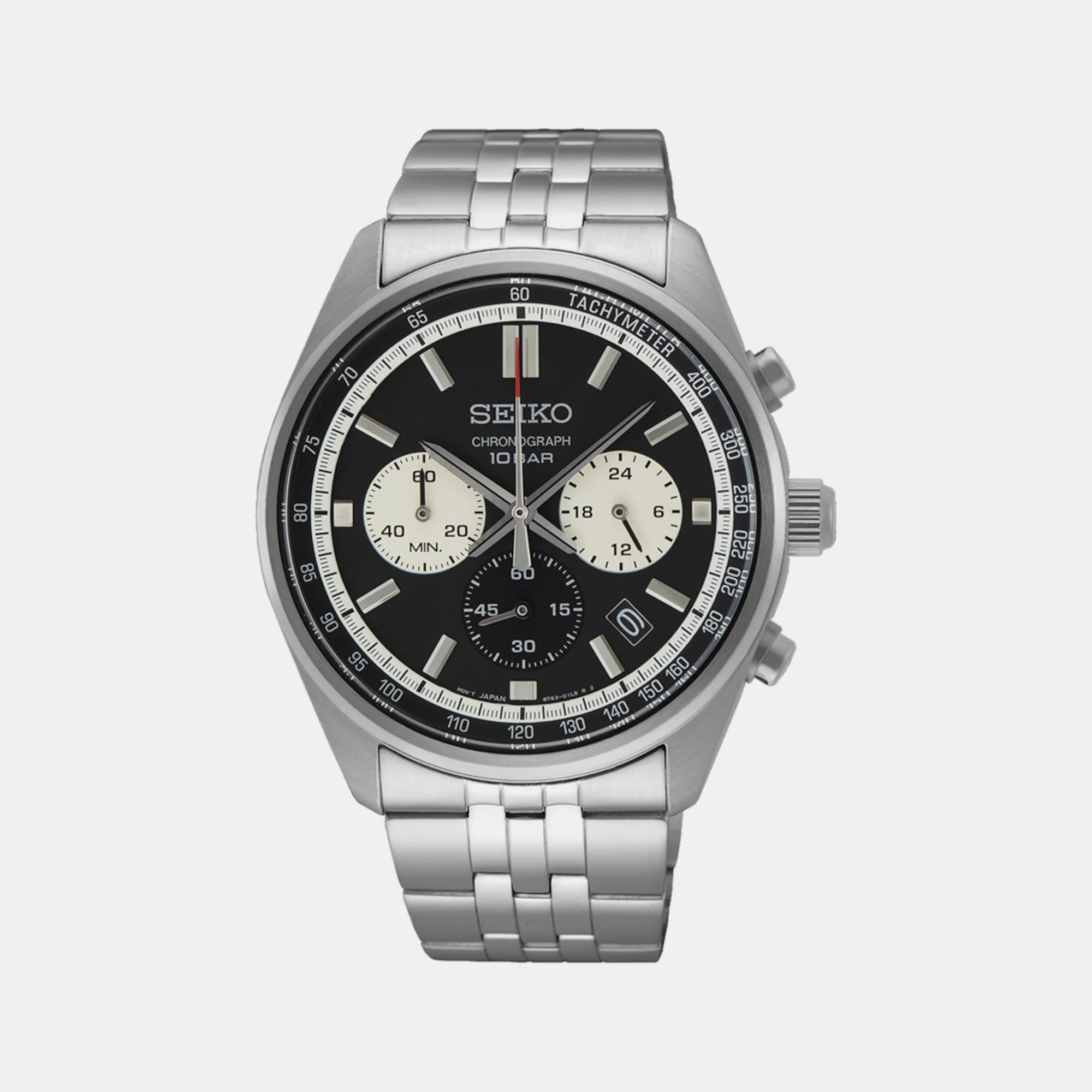 Dress Men Quartz Black Dial Chronograph Stainless Steel Watch SSB429P1 - Image 2