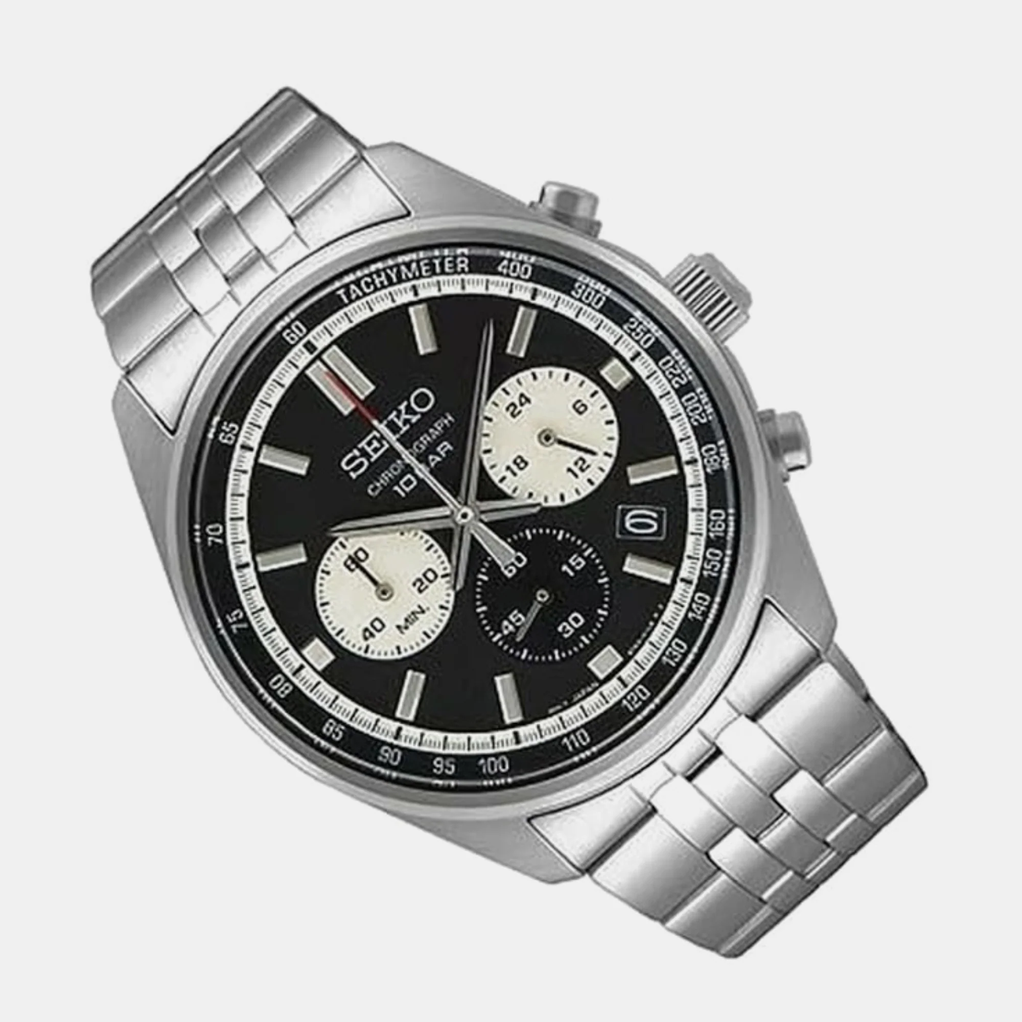Dress Men Quartz Black Dial Chronograph Stainless Steel Watch SSB429P1 - Image 4