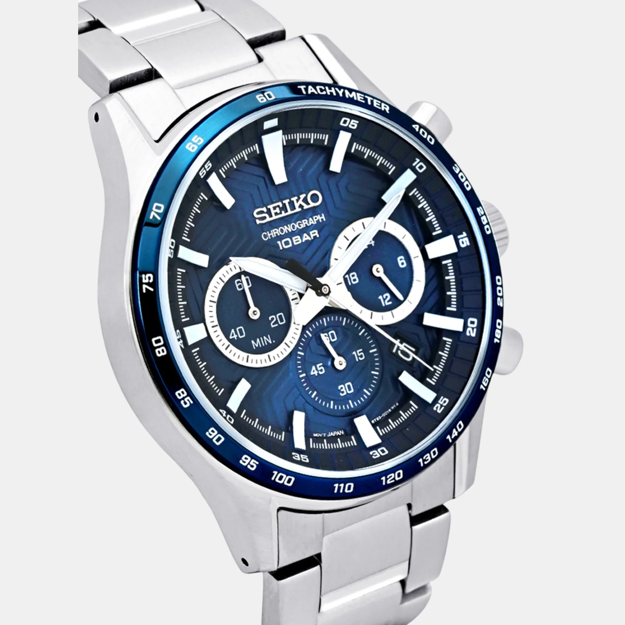 Dress Men Quartz Blue Dial Chronograph Stainless Steel Watch SSB445P1 - Image 2