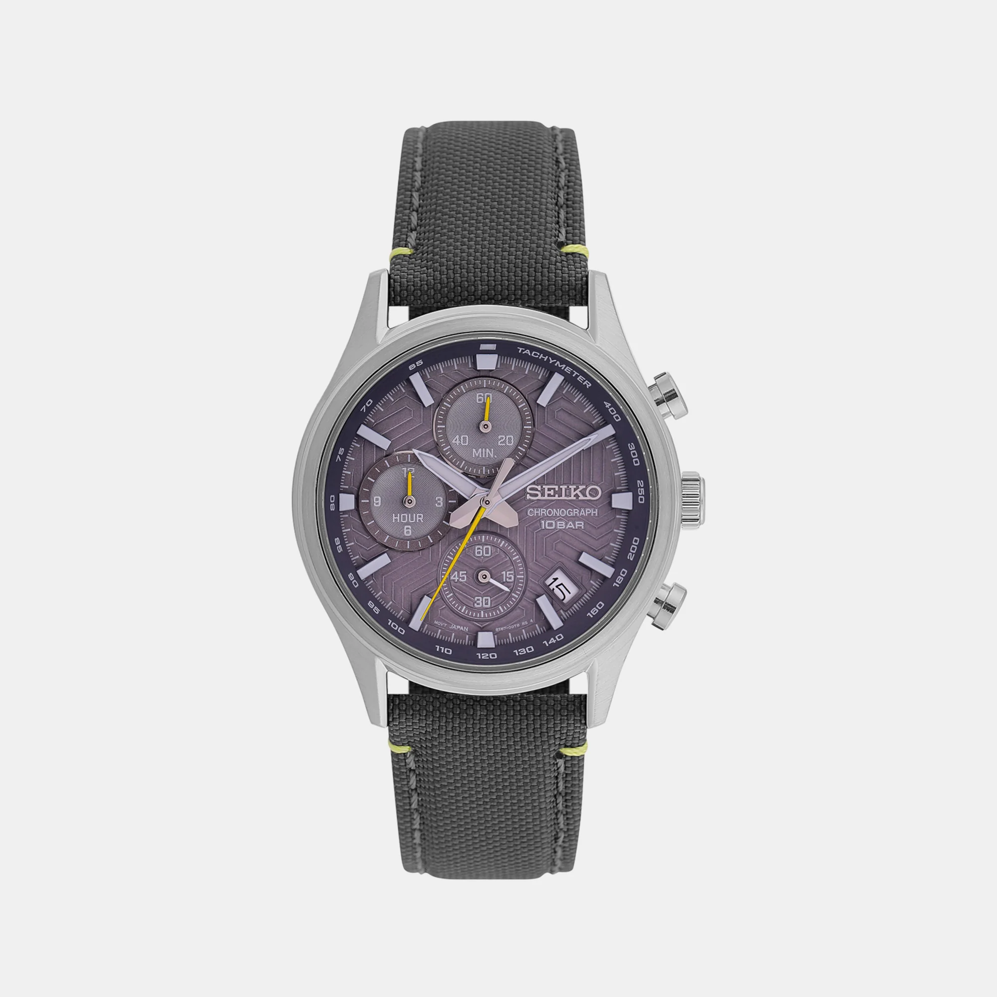 Dress Men Quartz Grey Dial Chronograph Leather Watch SSB423P1 - Image 2