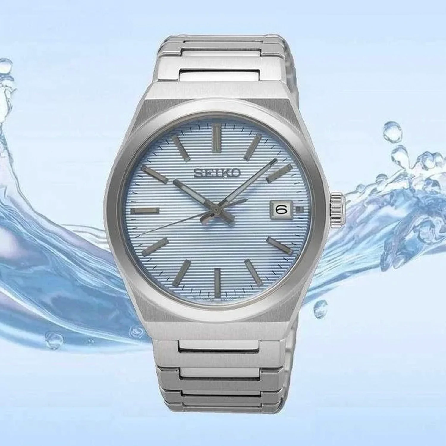 Dress Men Quartz Light Blue Dial Analog Stainless Steel Watch SUR599P1 - Image 4