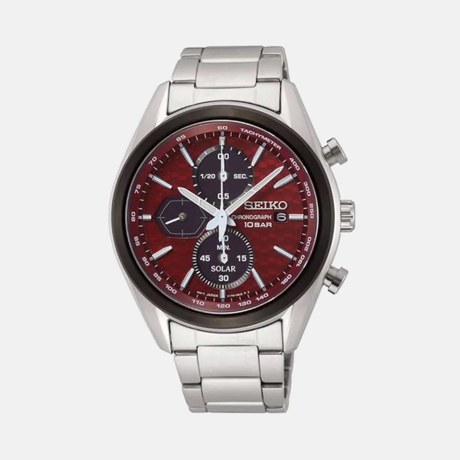 Macchina Sportiva Solar Men Red Dial Chronograph Stainless Steel Watch SSC771P1 - Image 2