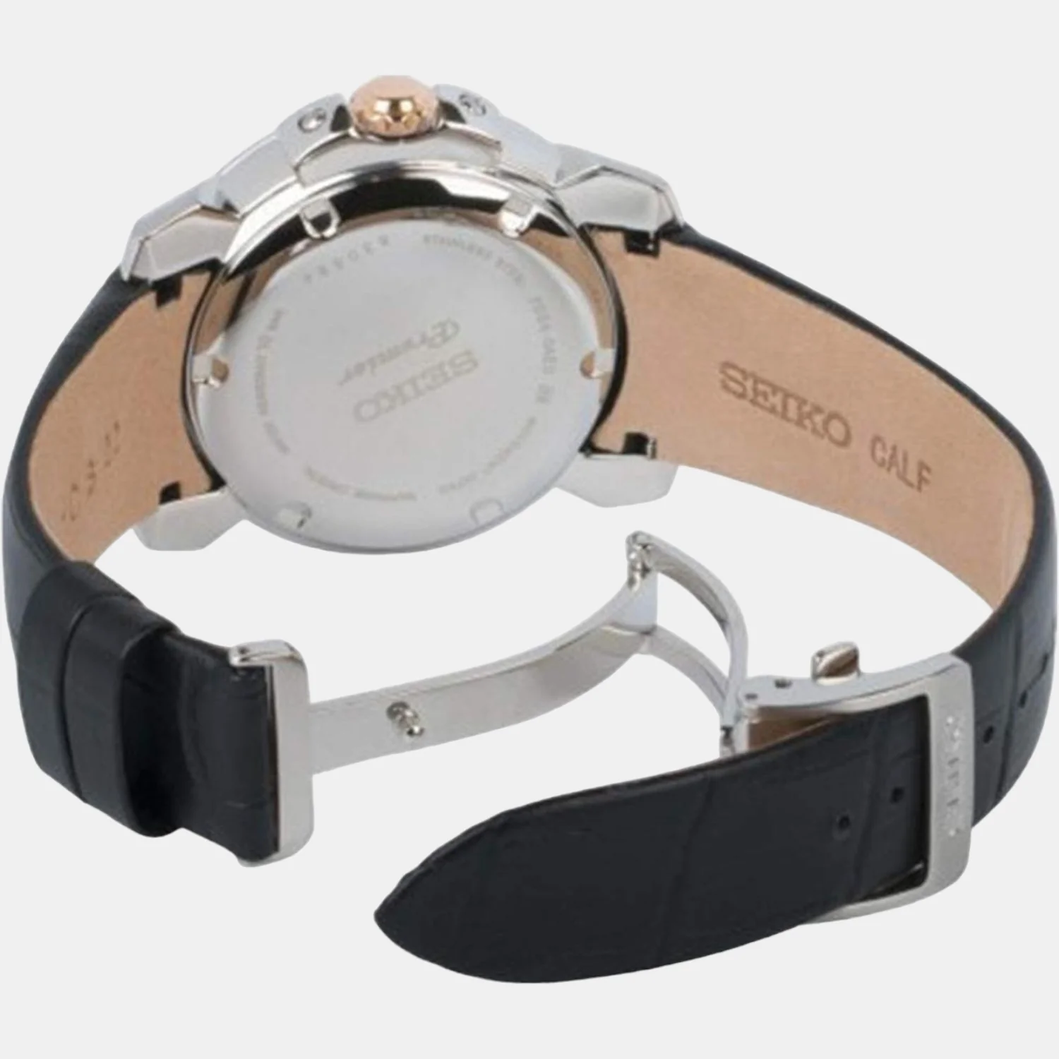Men Quartz Black Dial Chronograph Leather Watch SNP149P2 - Image 3