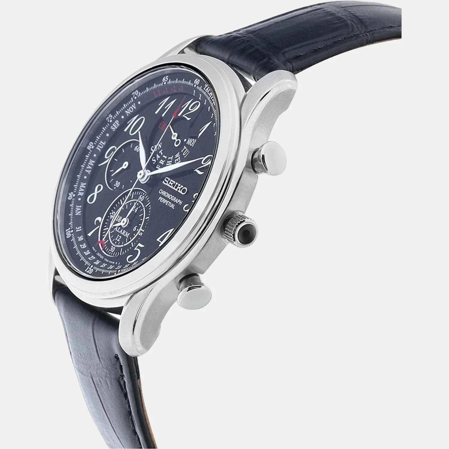 Men Quartz Black Dial Chronograph Leather Watch SPC255P1 - Image 2