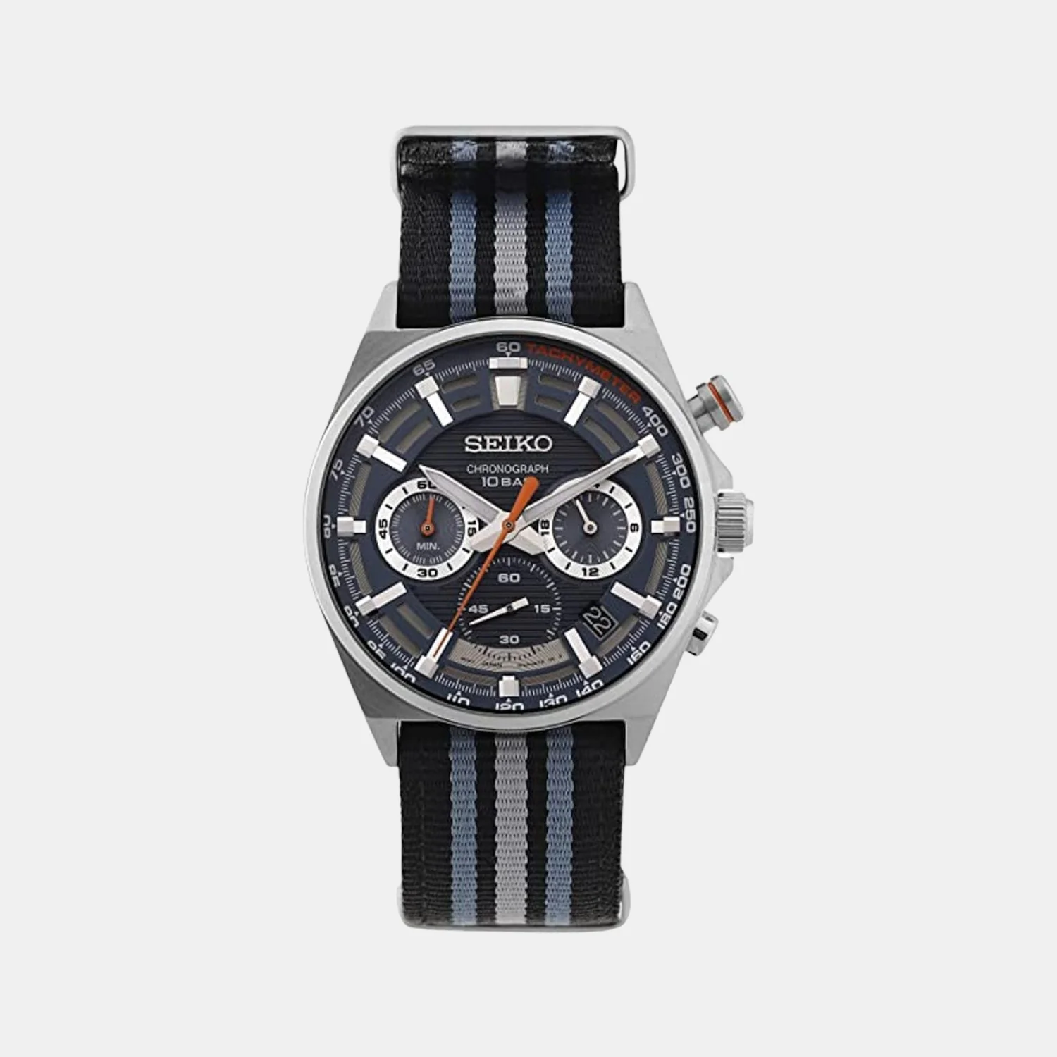 Men Quartz Black Dial Chronograph Nylon Watch SSB409P1