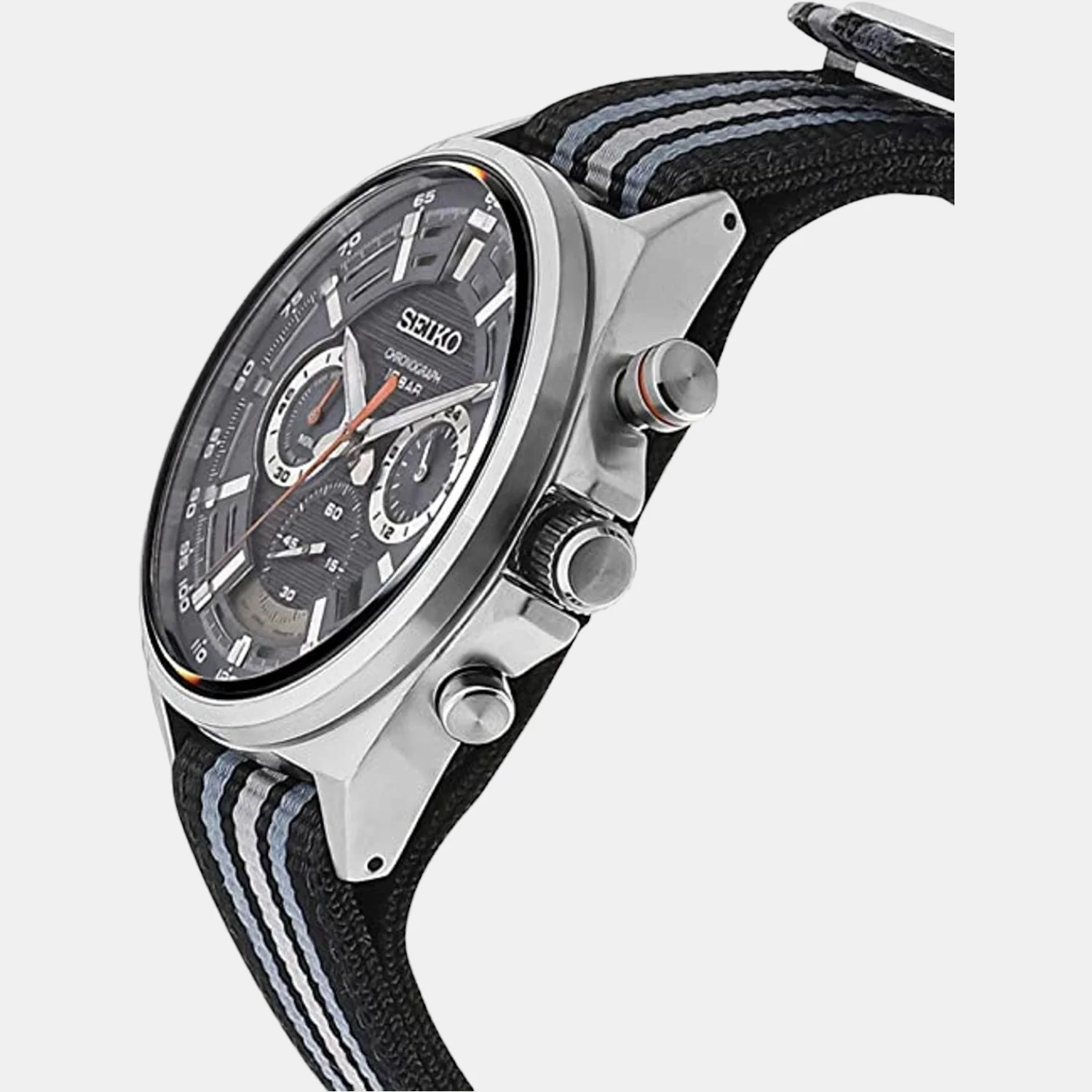 Men Quartz Black Dial Chronograph Nylon Watch SSB409P1 - Image 2