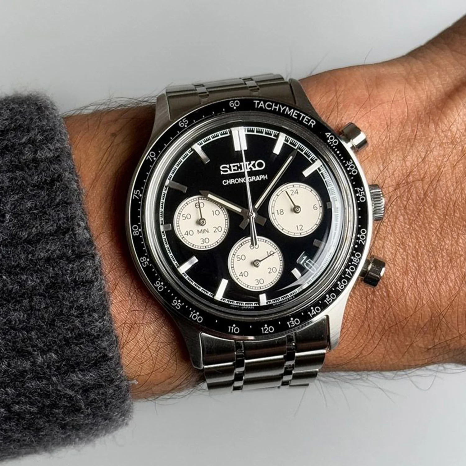 Men Quartz Black Dial Chronograph Stainless Steel Watch SSB479P1 - Image 6