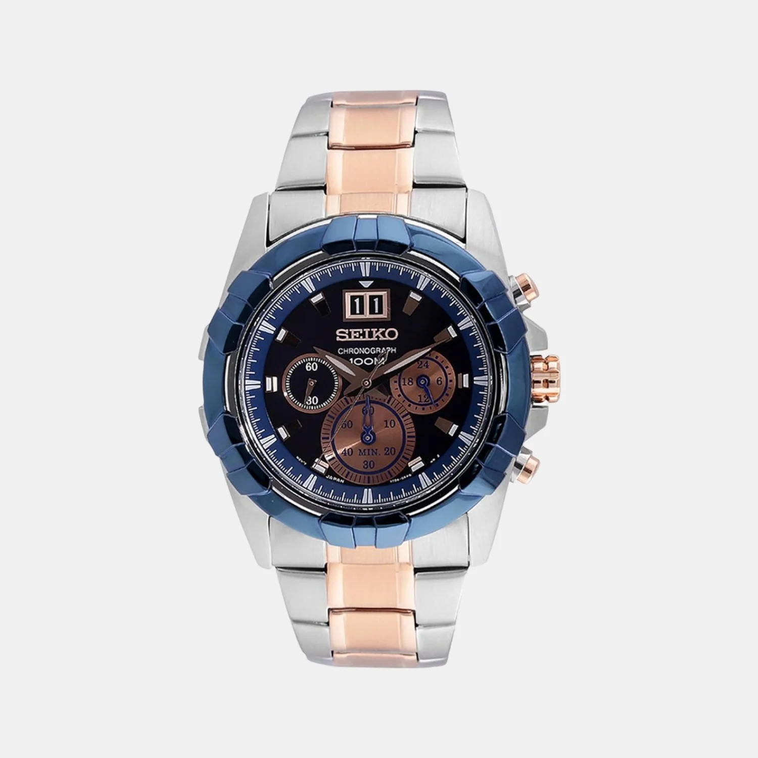 Men Quartz Blue Dial Chronograph Stainless Steel Watch SPC227P1