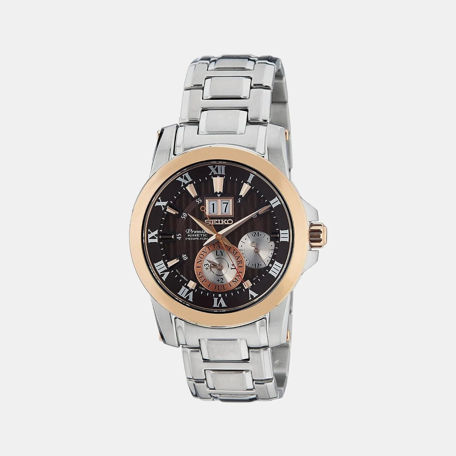Men Quartz Brown Dial Chronograph Stainless Steel Watch SNP128P1