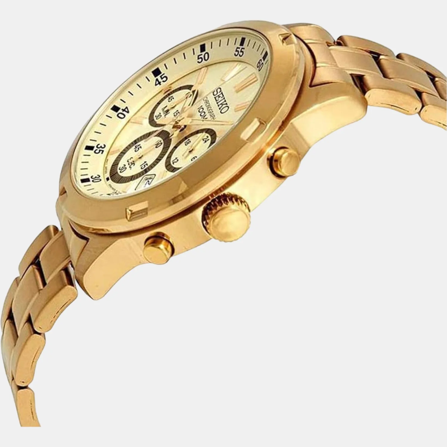 Men Quartz Gold Dial Chronograph Stainless Steel Watch SKS610P1 - Image 2