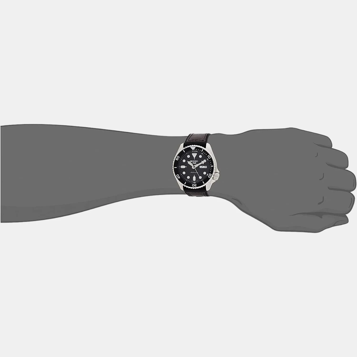 New 5 Sports Men Automatic Black Dial Analog Leather Watch SRPD55K2 - Image 4