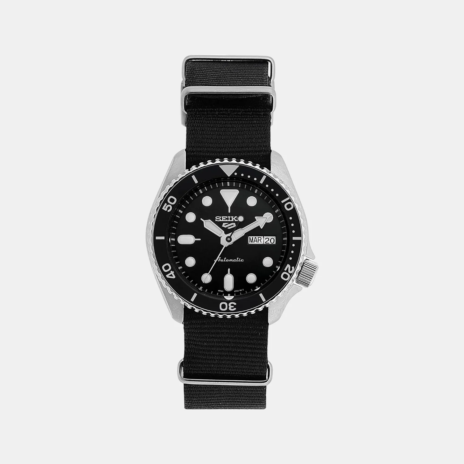 New 5 Sports Men Automatic Black Dial Analog Nylon Watch SRPD55K3