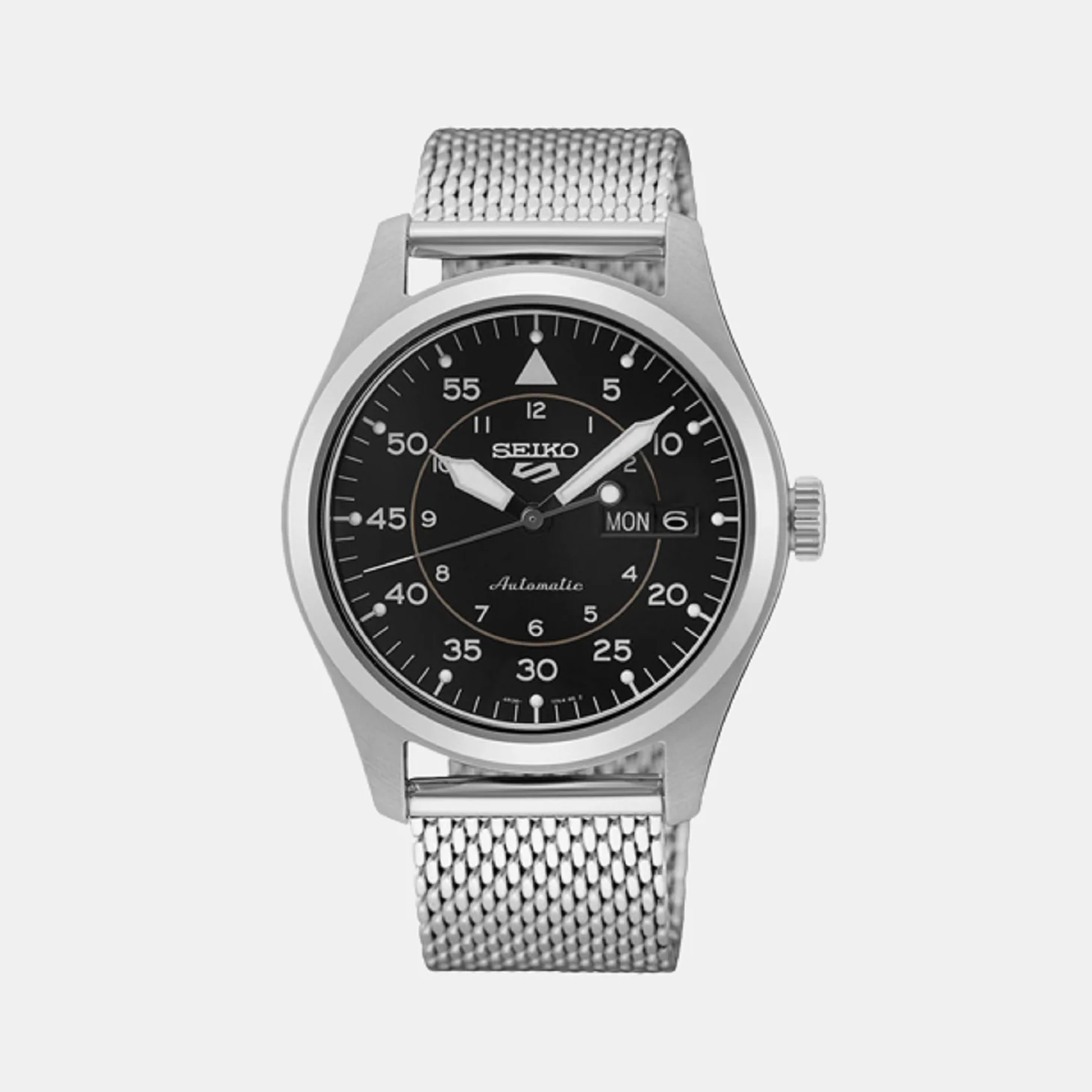 New 5 Sports Men Automatic Black Dial Analog Stainless Steel Watch SRPH23K1