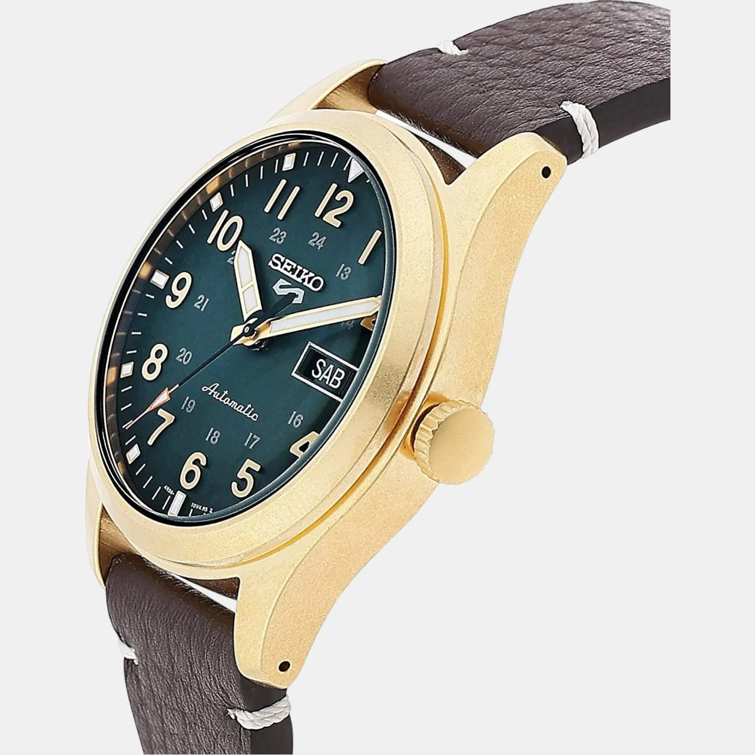 New 5 Sports Men Automatic Silver Dial Analog Leather Watch SRPG42K1 - Image 2
