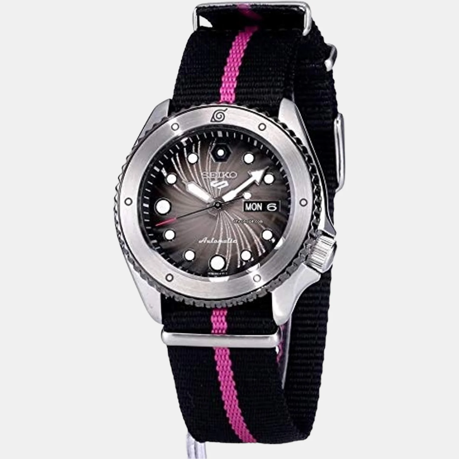 New 5 Sports Men Quartz Black Dial Analog Leather Watch SRPF65K1 - Image 2