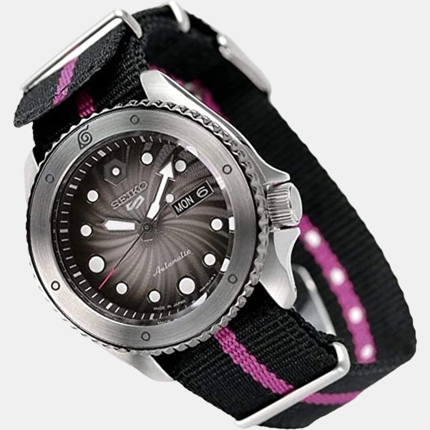 New 5 Sports Men Quartz Black Dial Analog Leather Watch SRPF65K1 - Image 3