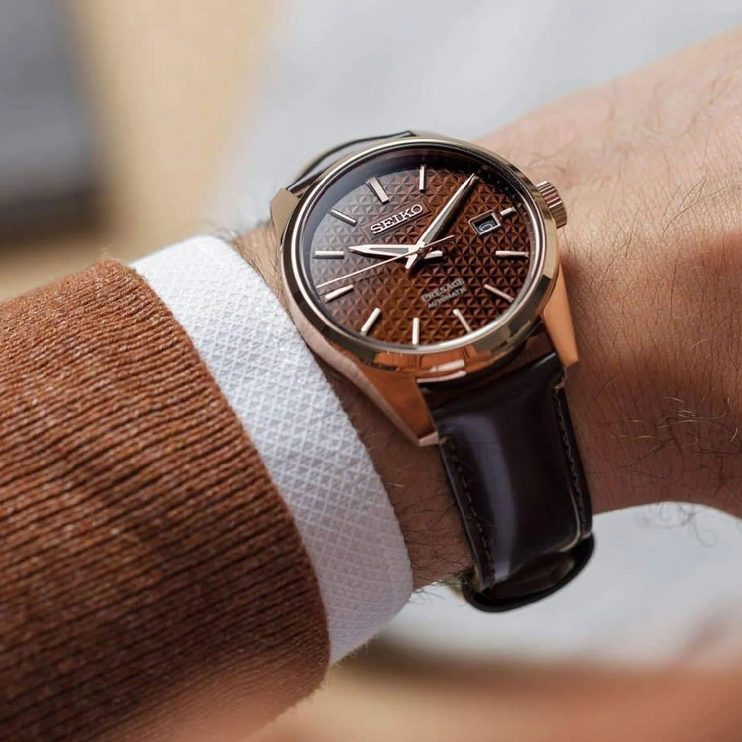 Presage Men Automatic Brown Dial Analog Leather Watch SPB170J1 - Image 5