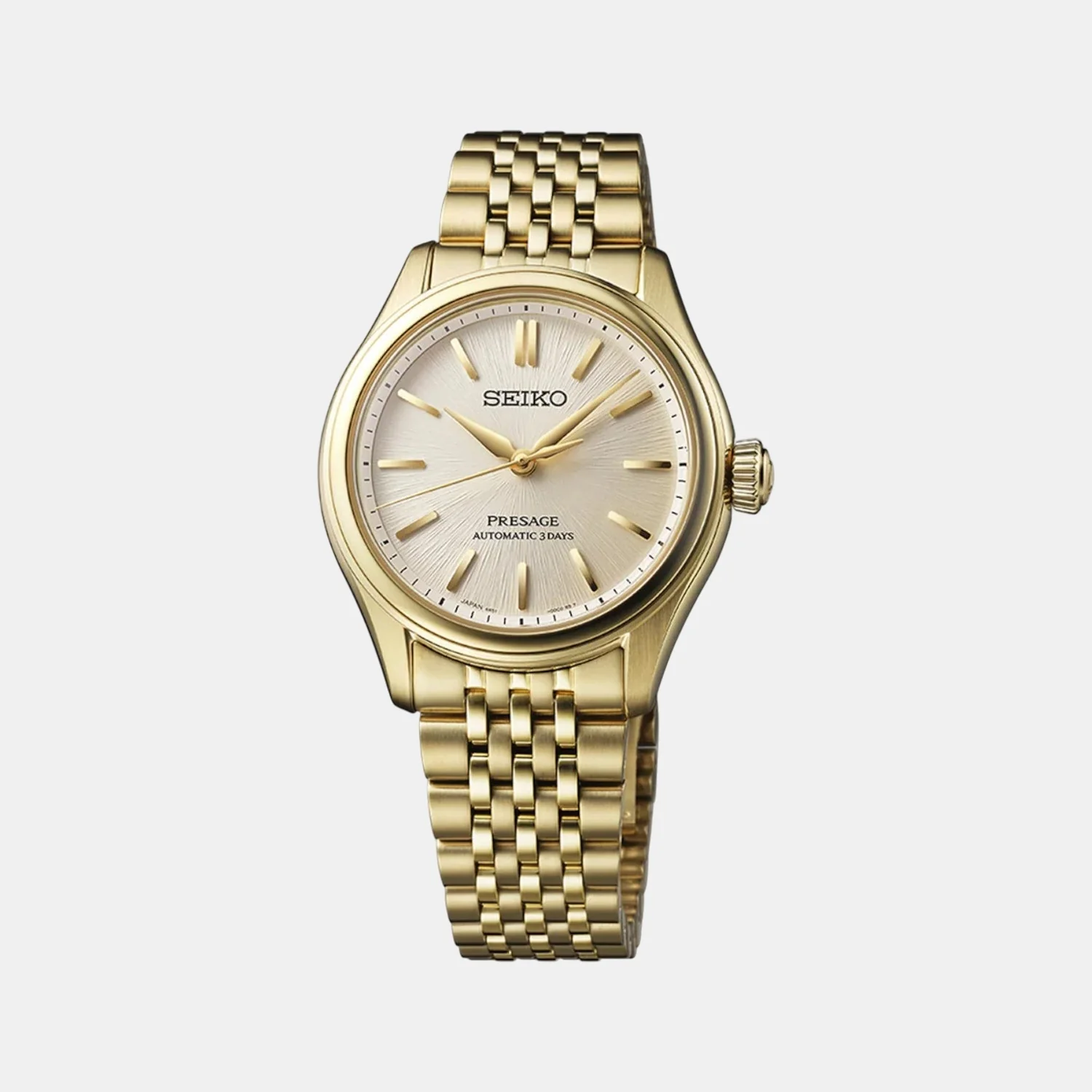 Presage Men Automatic Gold Dial Analog Stainless Steel Watch SPB524J1