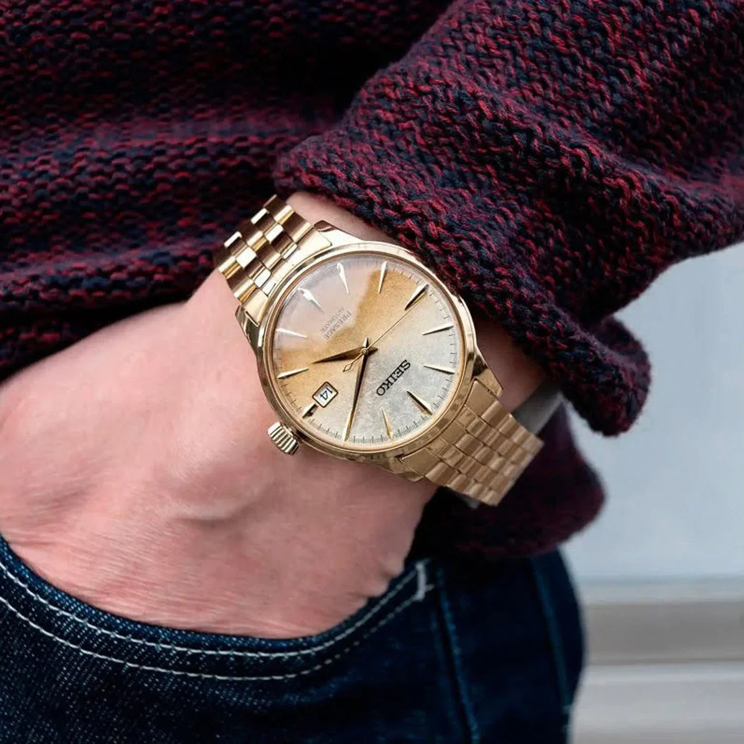 Presage Men Automatic Gold Dial Analog Stainless Steel Watch SRPK46J1 - Image 11
