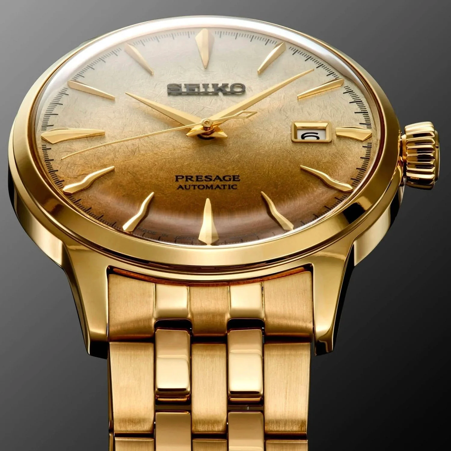 Presage Men Automatic Gold Dial Analog Stainless Steel Watch SRPK46J1 - Image 6