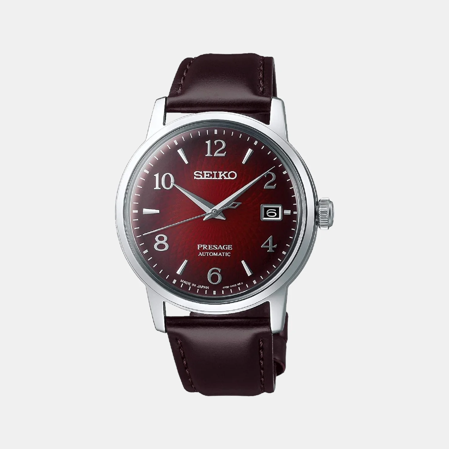 Presage Men Automatic Red Dial Analog Leather Watch SRPE41J1