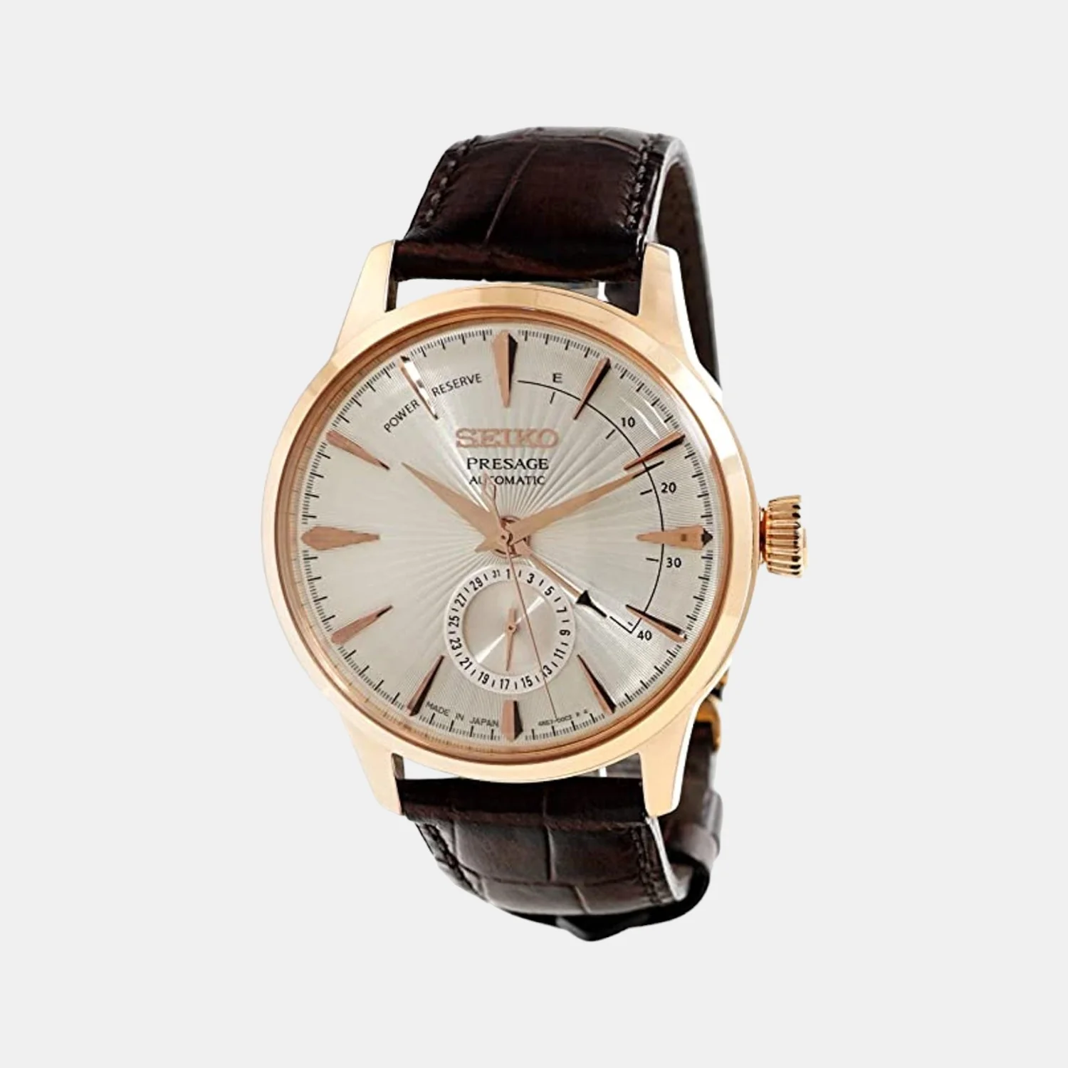 Presage Men Automatic White Dial Analog Leather Watch SSA346J1