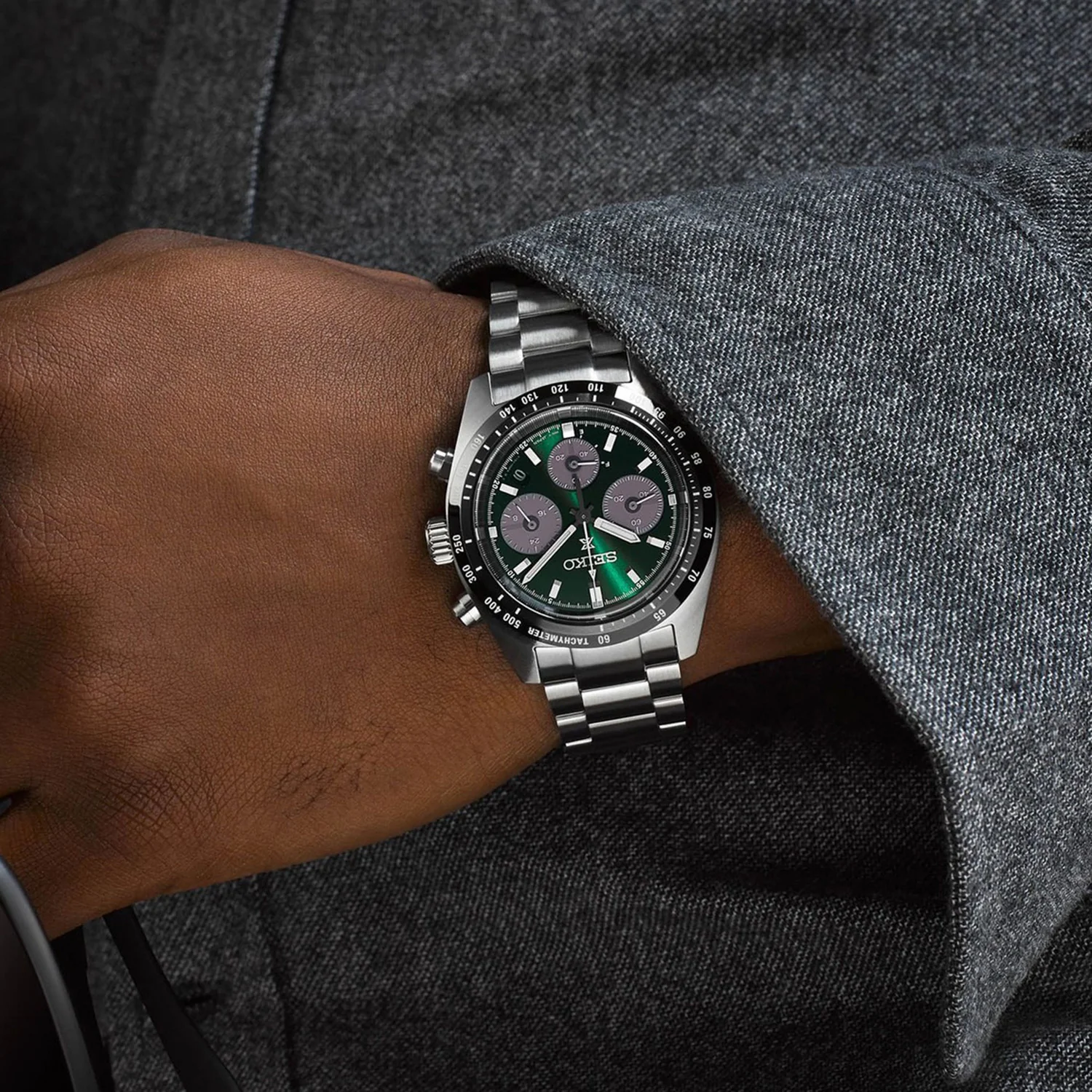 Prospex Men Solar Green Dial Chronograph Stainless Steel Watch SSC933P1 - Image 2