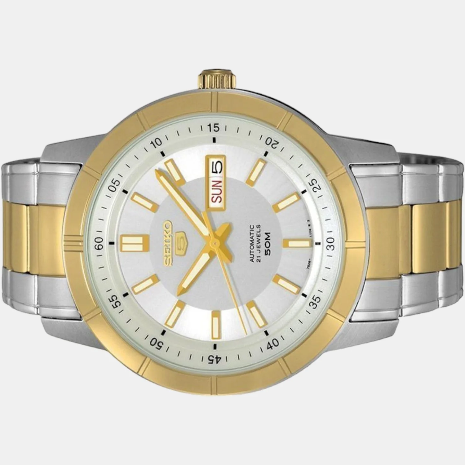 Seiko 5 Men Automatic White Dial Analog Stainless Steel Watch SNKN58K1 - Image 2