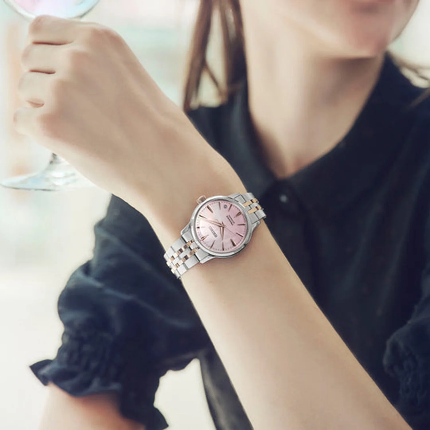 Women Automatic Pink Dial Analog Stainless Steel Watch SRPM06J1 - Image 4