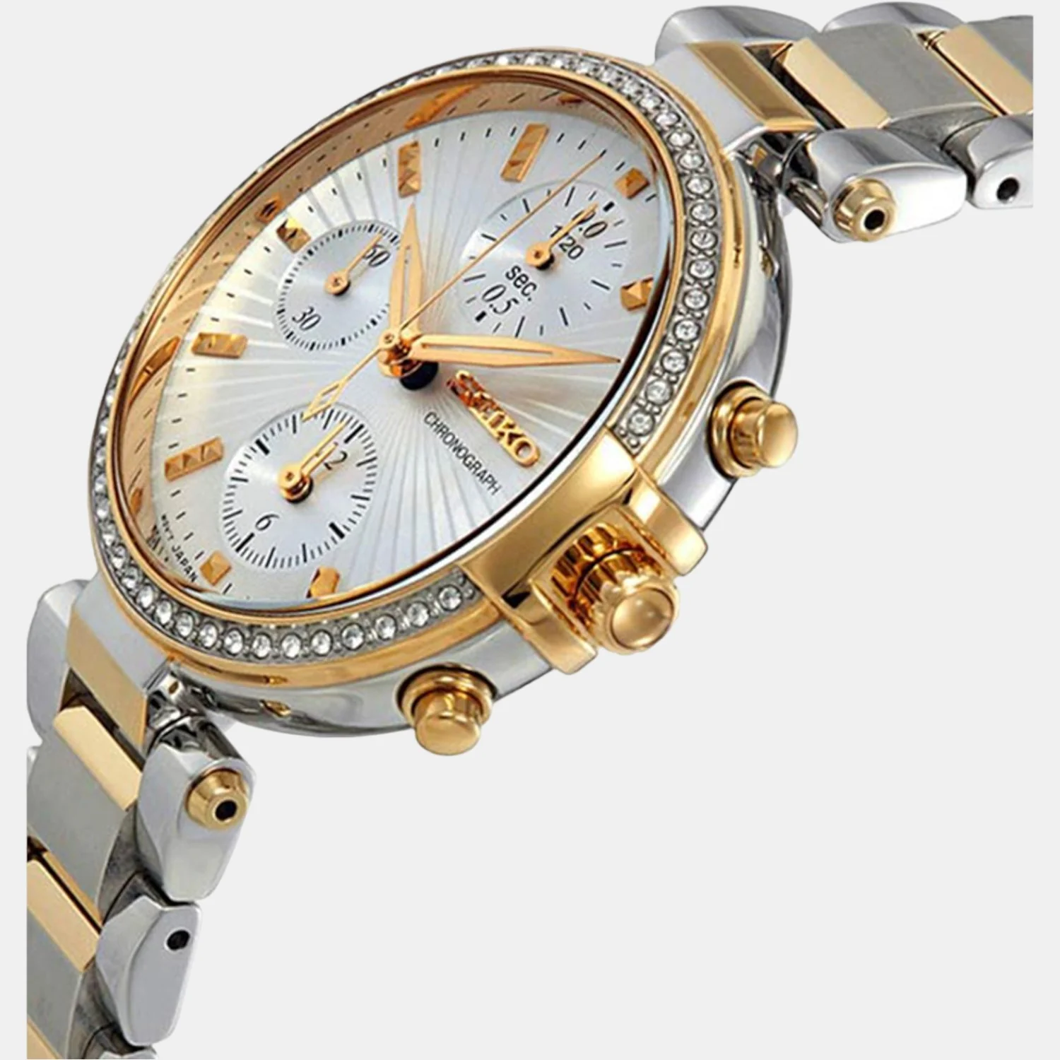 Women Quartz White Dial Chronograph Stainless Steel Watch SNDV42P1 - Image 2