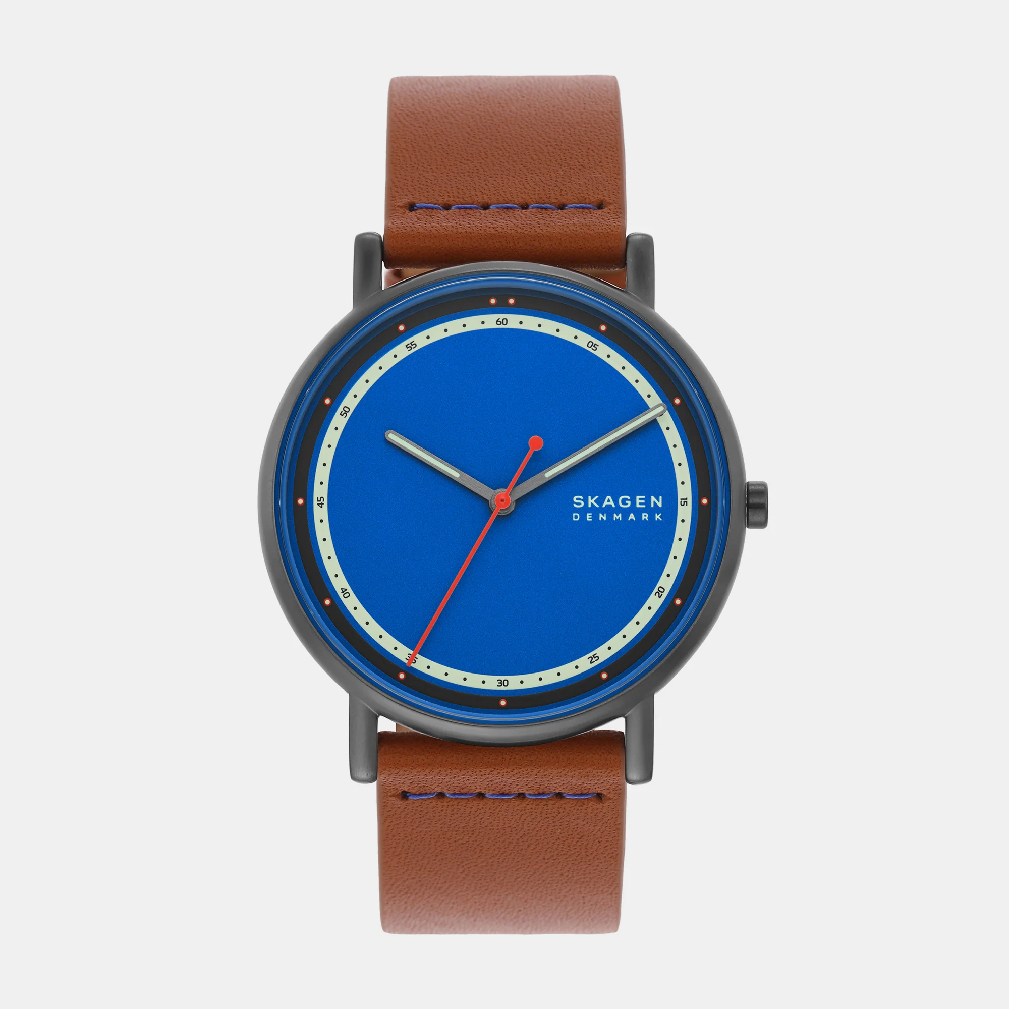 Men Quartz Grey Dial Analog Leather Watch SKW6899