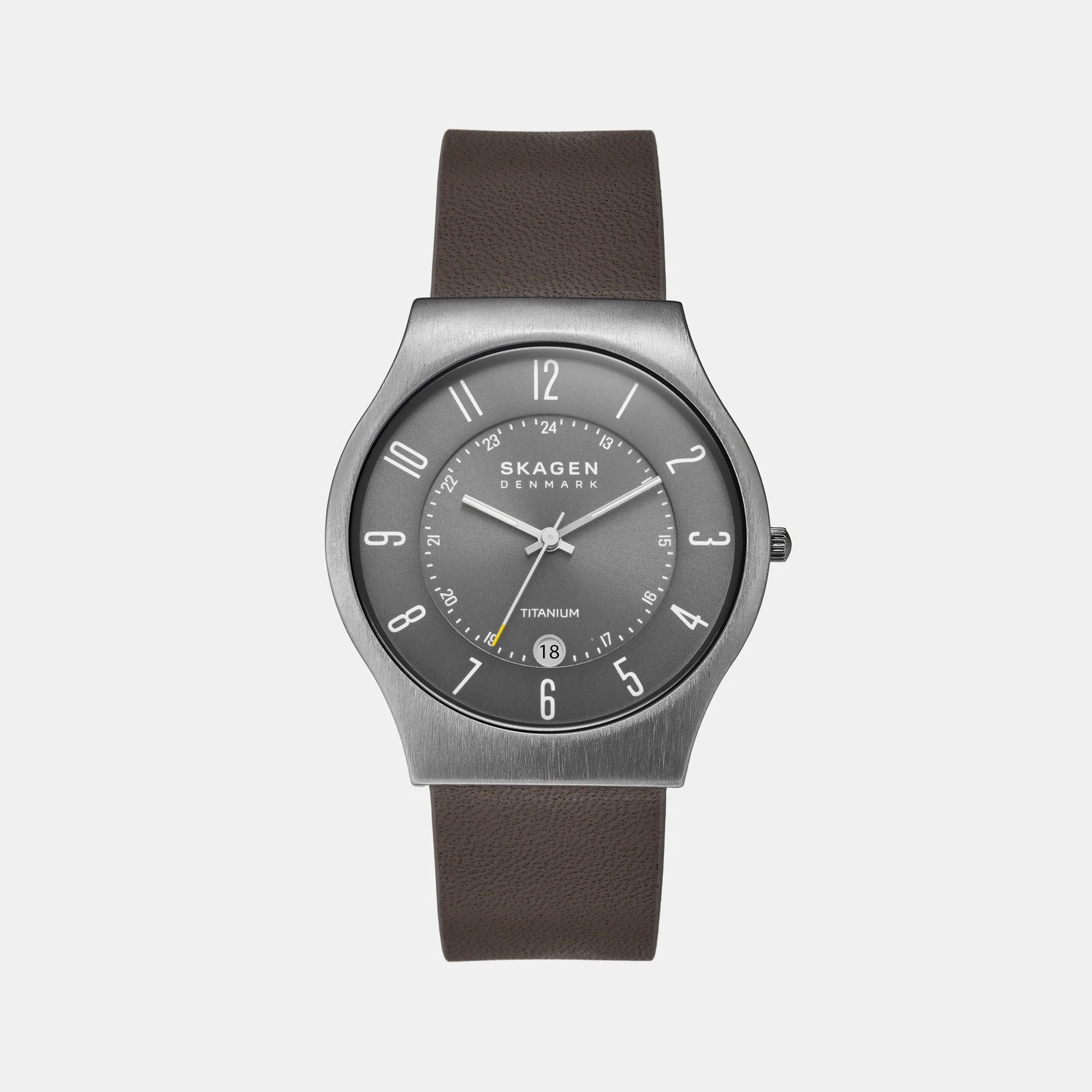 Men Quartz Grey Dial Analog Leather Watch SKW6909