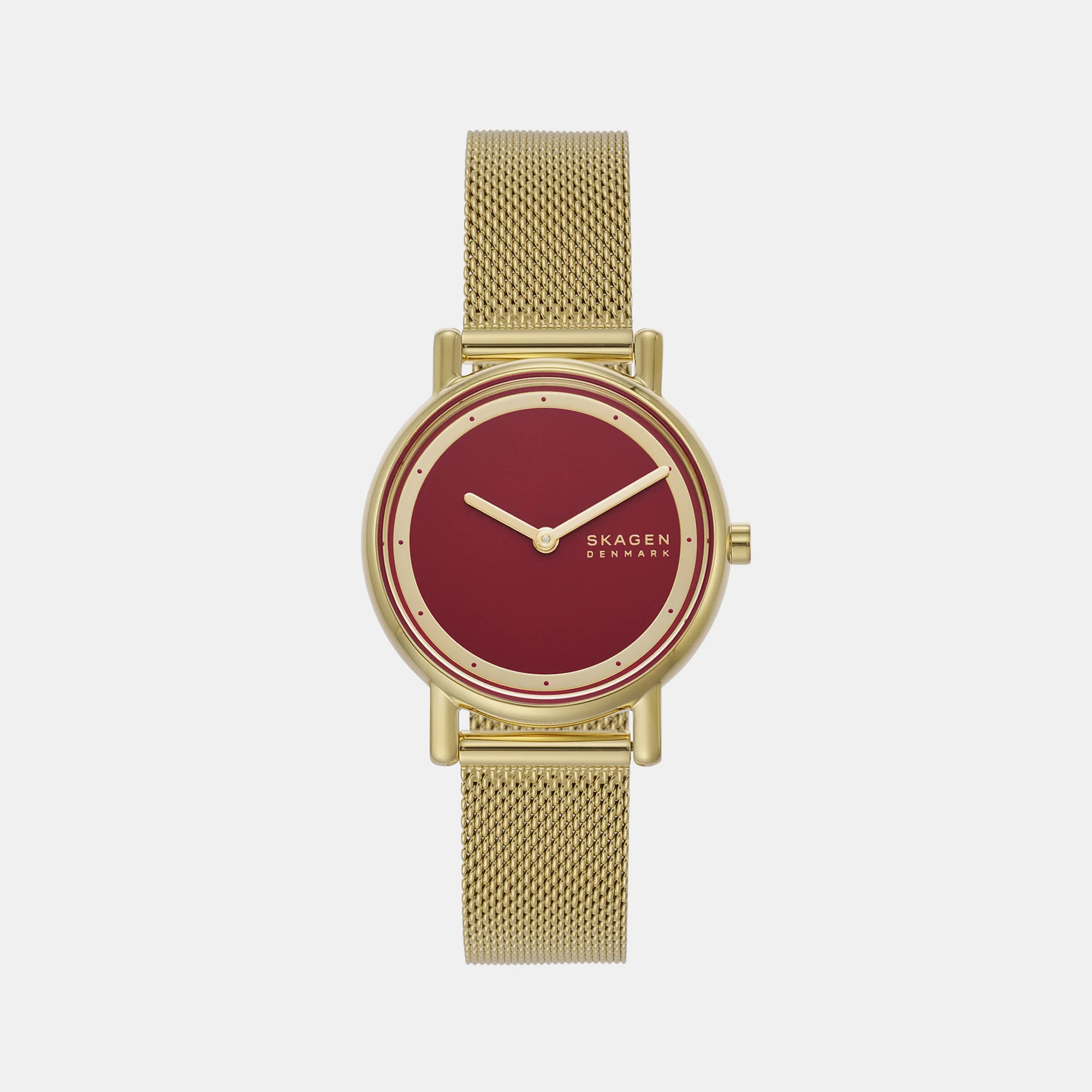 Women Quartz Red Dial Analog Mesh Watch SKW3117