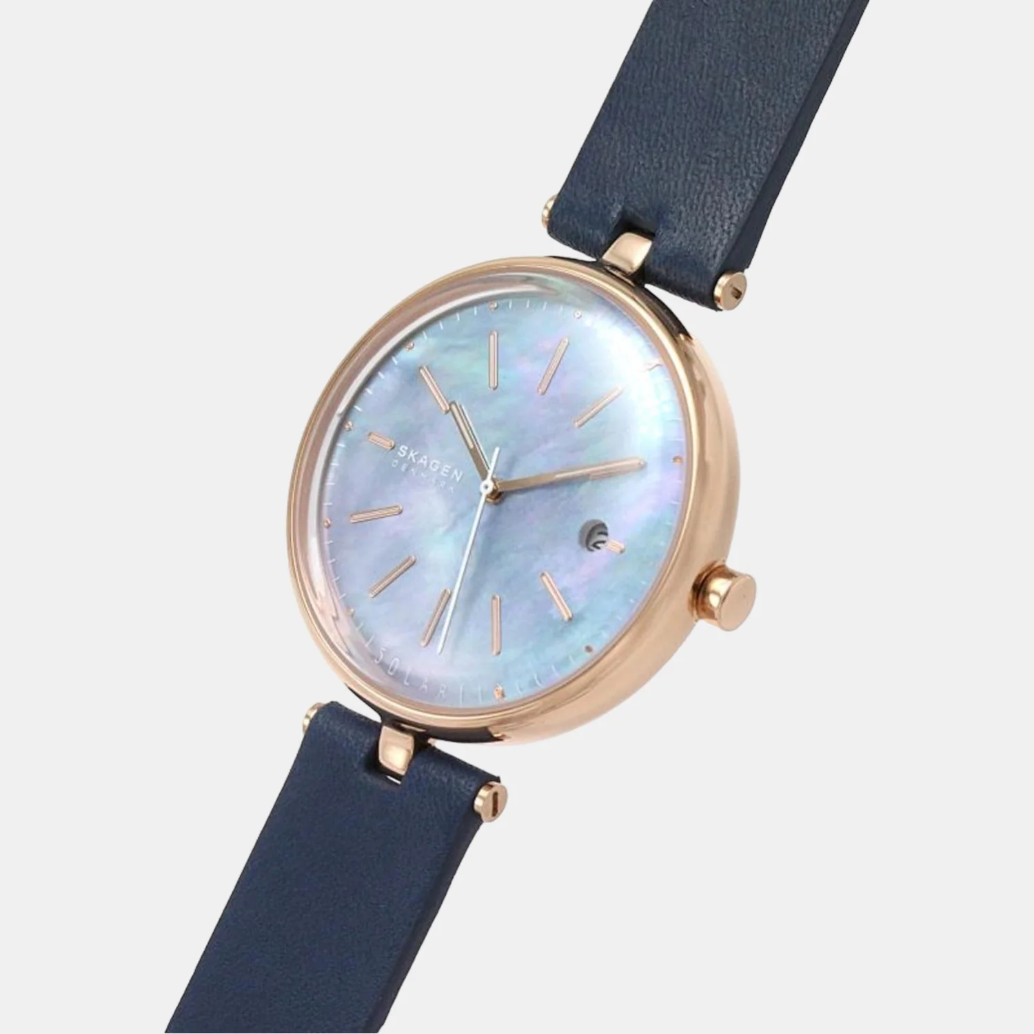 Women Solar Mother Of Pearl Dial Analog Leather Watch SKW2981 - Image 7