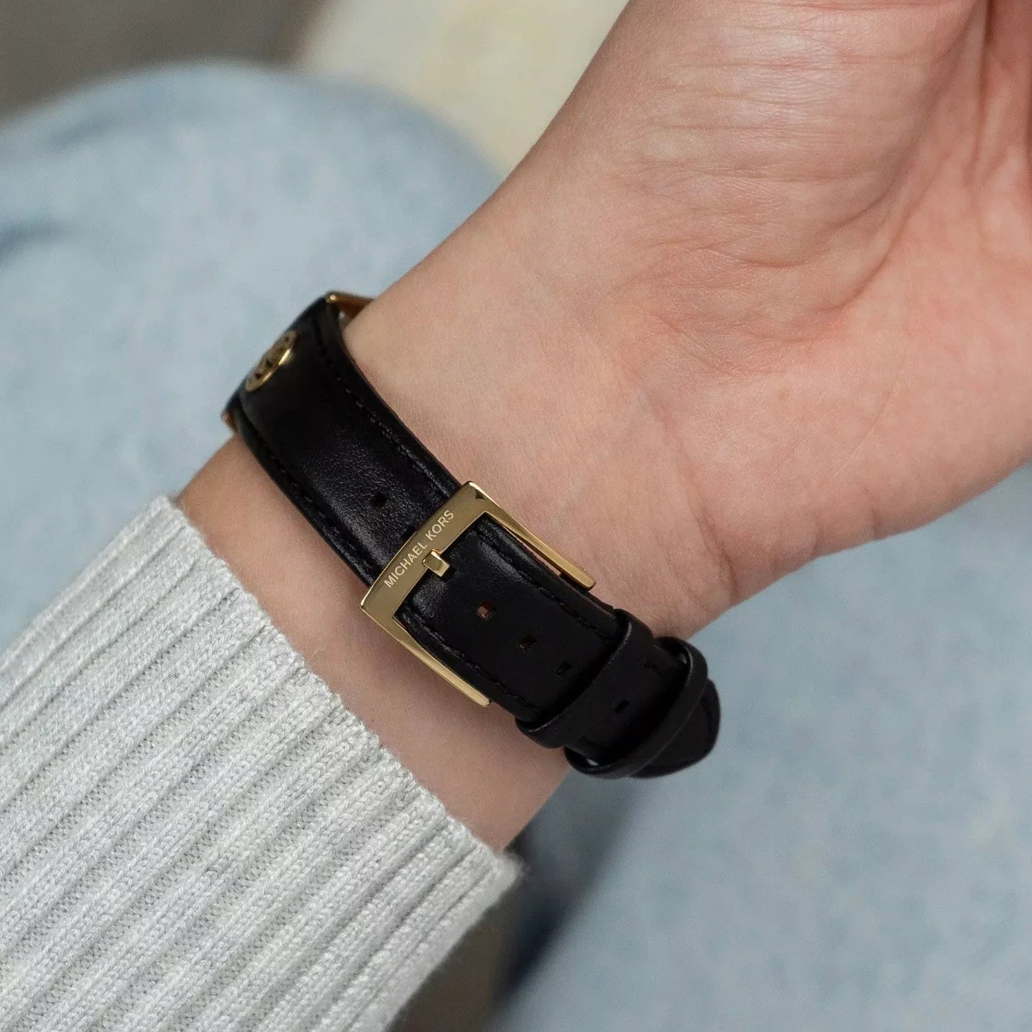 Slim Runway Women Quartz Black Dial Analog Leather Watch MK7553 - Image 5