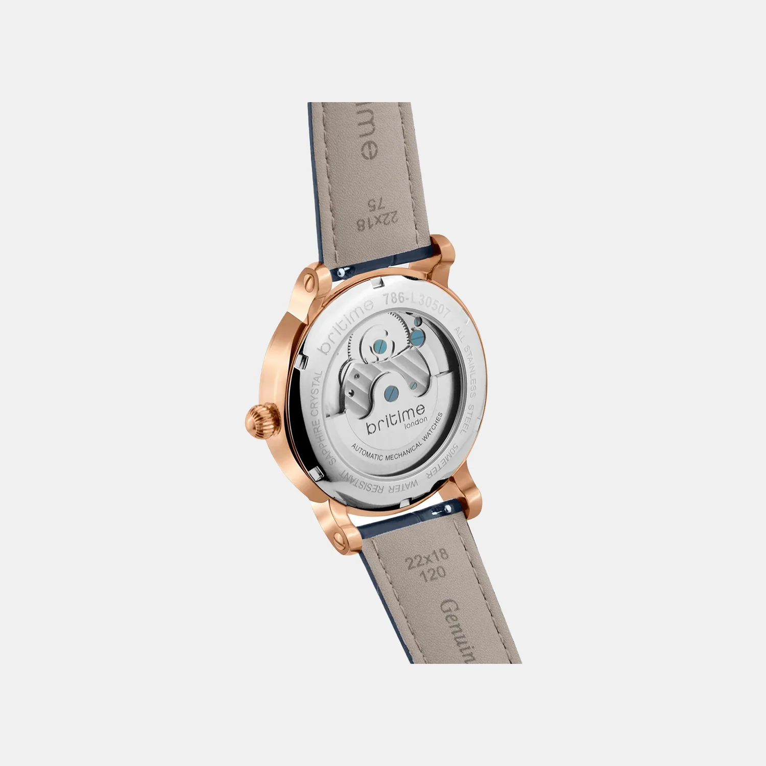 Stellor Open Heart Men Automatic Blue Dial Multi-Function Leather Watch 786-L30507 - Image 3