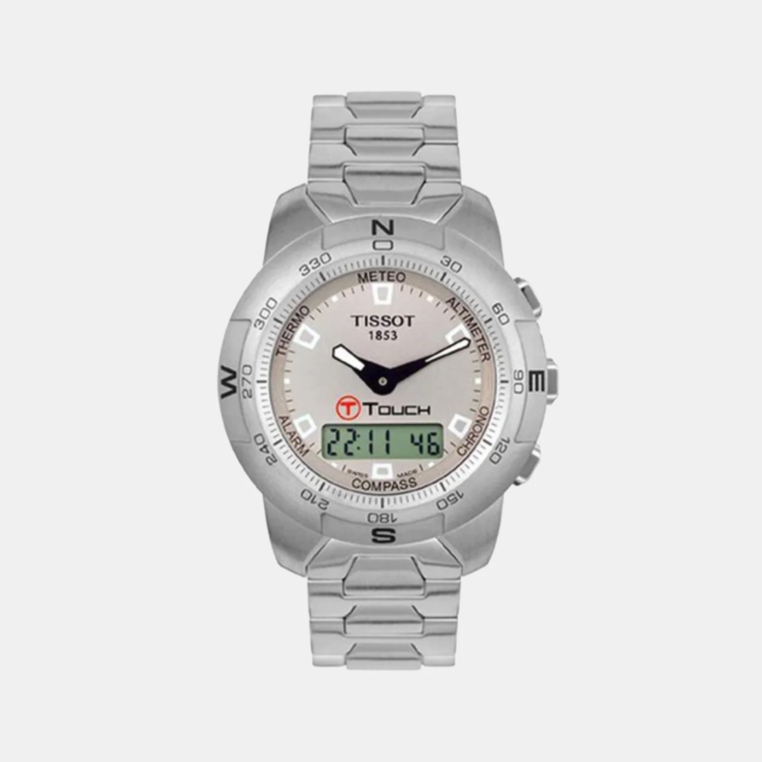 T Touch Men Quartz Silver Dial Analog-Digital Stainless Steel Watch T33158871